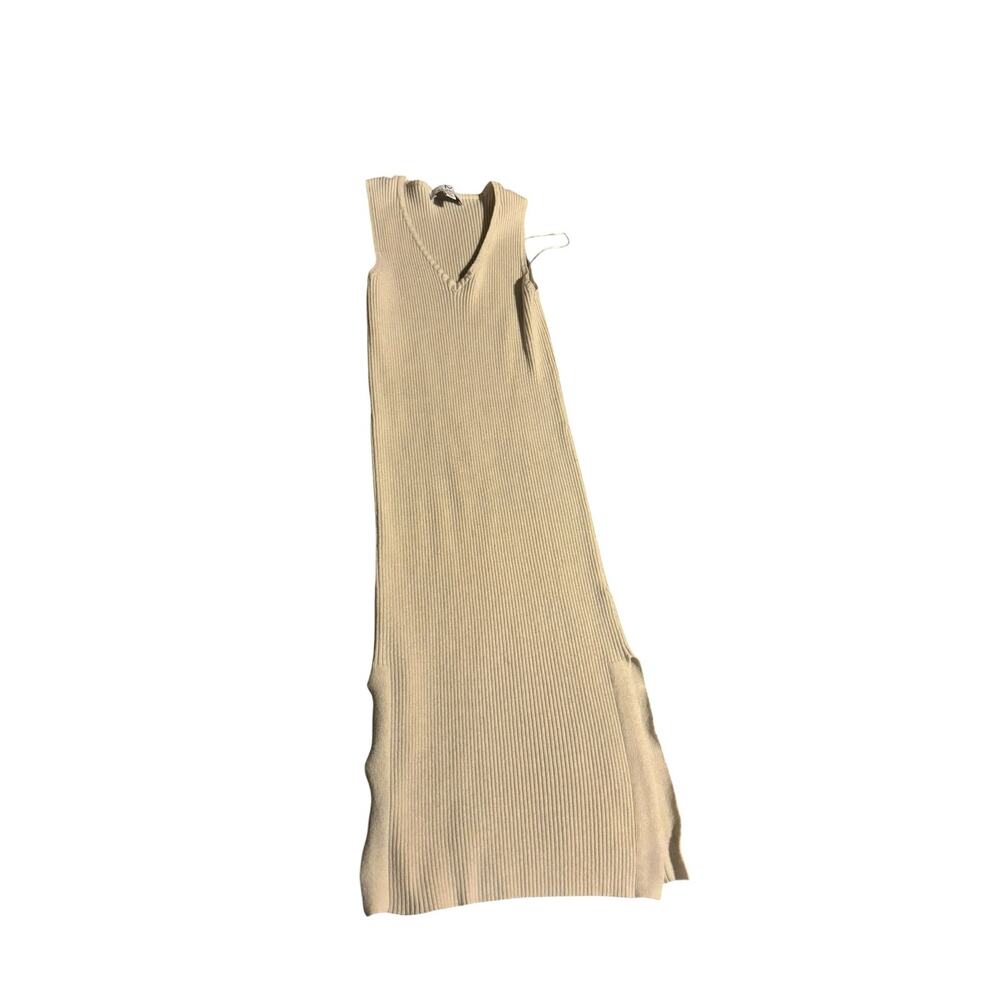 M Magaschoni Cream Ribbed Midi Dress Size M